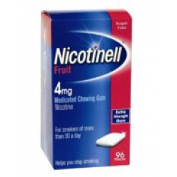 Nicotinell Fruit 4mg Medicated Chewing Gum Nicotine Extra Strength - 96 Pack